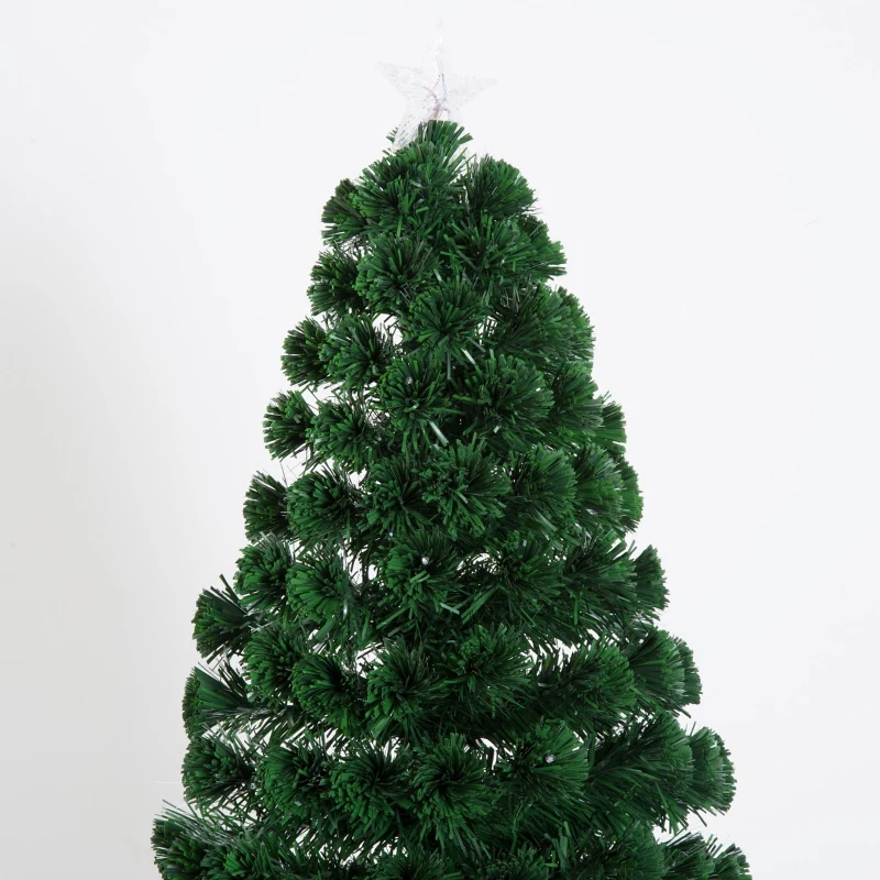 HomCom 6' Artificial Pre-Lit Fiber Optic Holiday Christmas Tree Xmas Decorative Shining Tree with 28 LED Lights