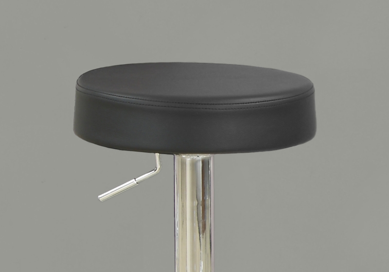 Monarch 2 Piece Modern PU Leather Seat Chrome Base Hydraulic Lift Swivel Barstool Chair Set - Black Finish