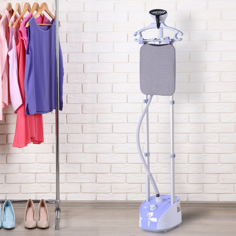 HOMCOM Fabric Garment Steamer for Clothes, Hanging Full Size, 2 Liter, 1350W, 11 Level Steam Adjustment - Purple
