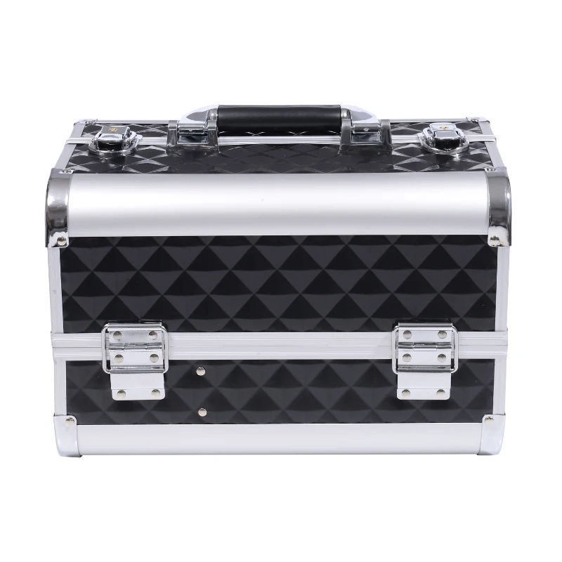 Soozier 12" Cosmetic Makeup Train Case w/ Mirror & Extendable Trays - Black