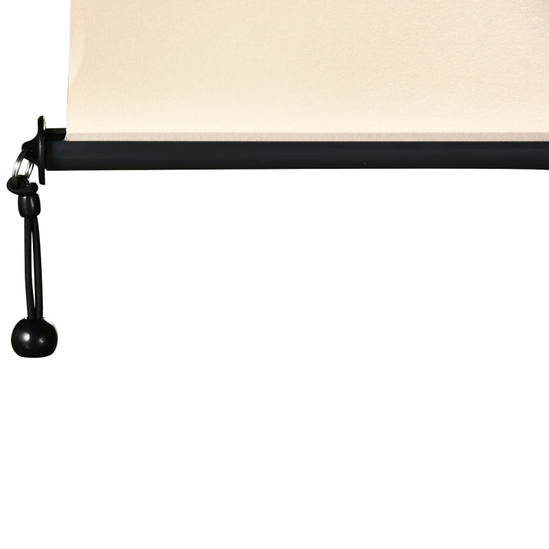 Outsunny Retractable Exterior Roller Shade Cordless Roller Shade Privacy for Balcony with UV Protection Sand Color Safety Crank Operation