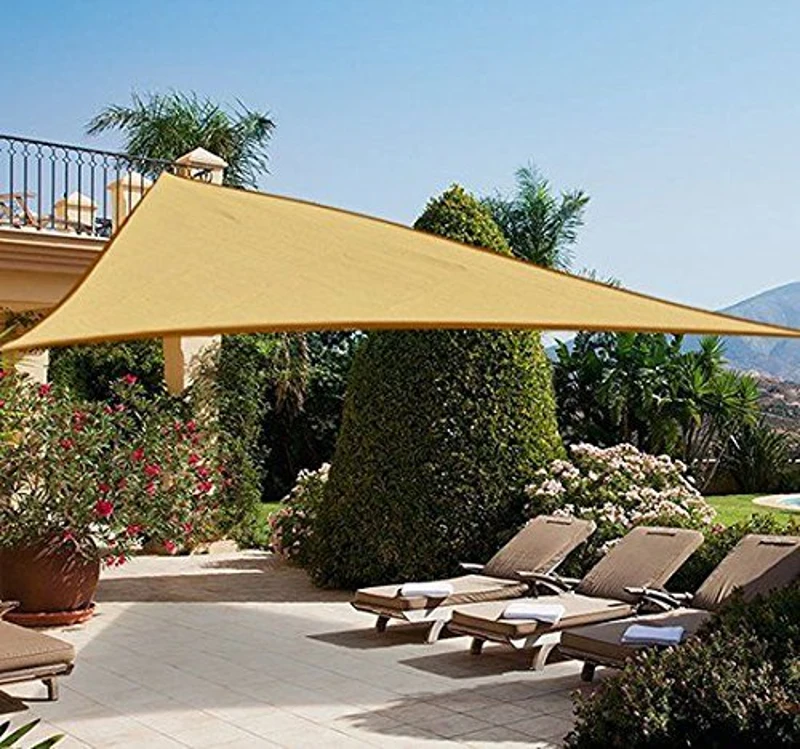 Outsunny 10' Triangle  Outdoor Patio Portable Shade Canopy Sun Sail  - Sand
