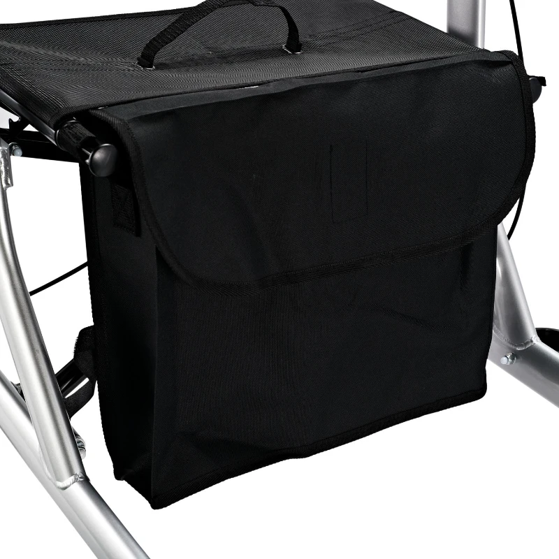 HomCom Aluminum Folding Rollator Walker w/ Seat and 8" Wheels