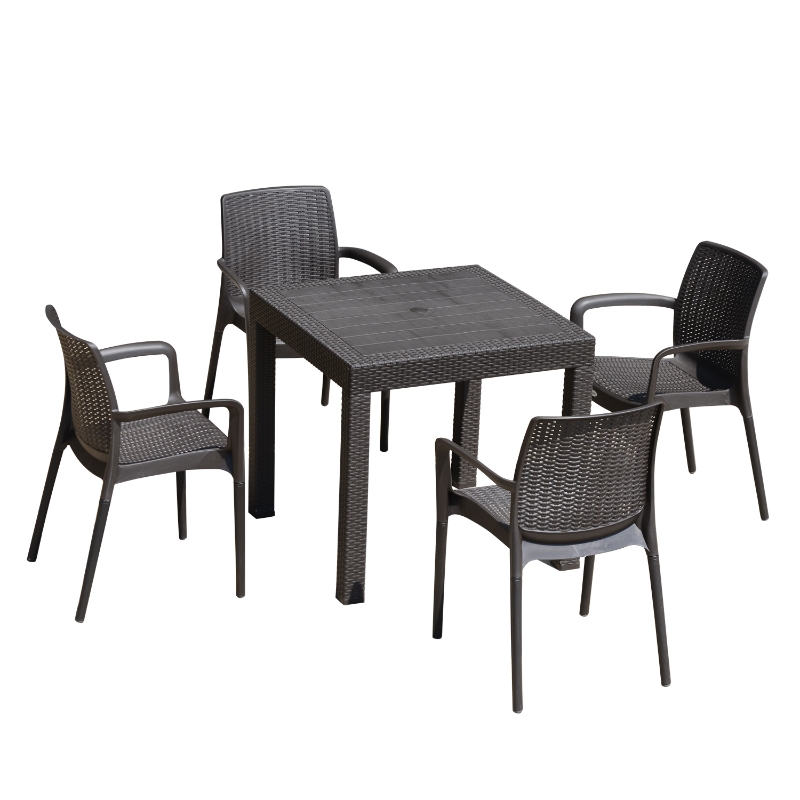 Outsunny 5 Piece All Weather Rattan Style Wicker Outdoor Patio Dining