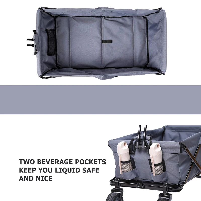 Maxwell Heavy Duty Collapsible Cart All-Terrain Utility Wagon Garden Cart for Shopping, Outdoor Activities, Fishing, Gardening - Grey