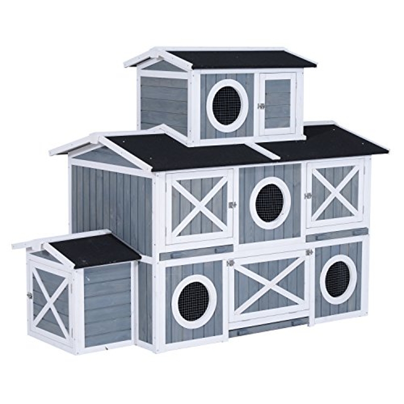 Pawhut Large Three Level Deluxe Backyard Chicken Coop