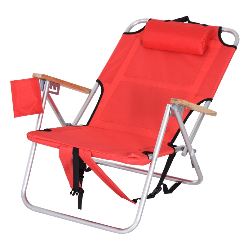 Outsunny Aluminum Outdoor Folding Reclining Camping Chair Backpack