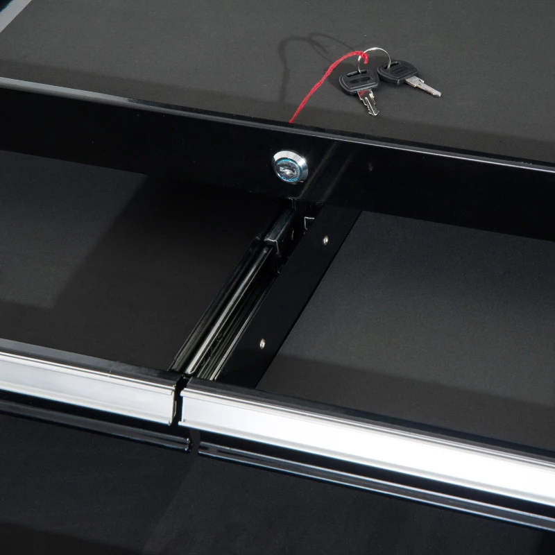 Open Box HomCom 4-Drawer Top Storage Rolling Tool Chest Cart - Black