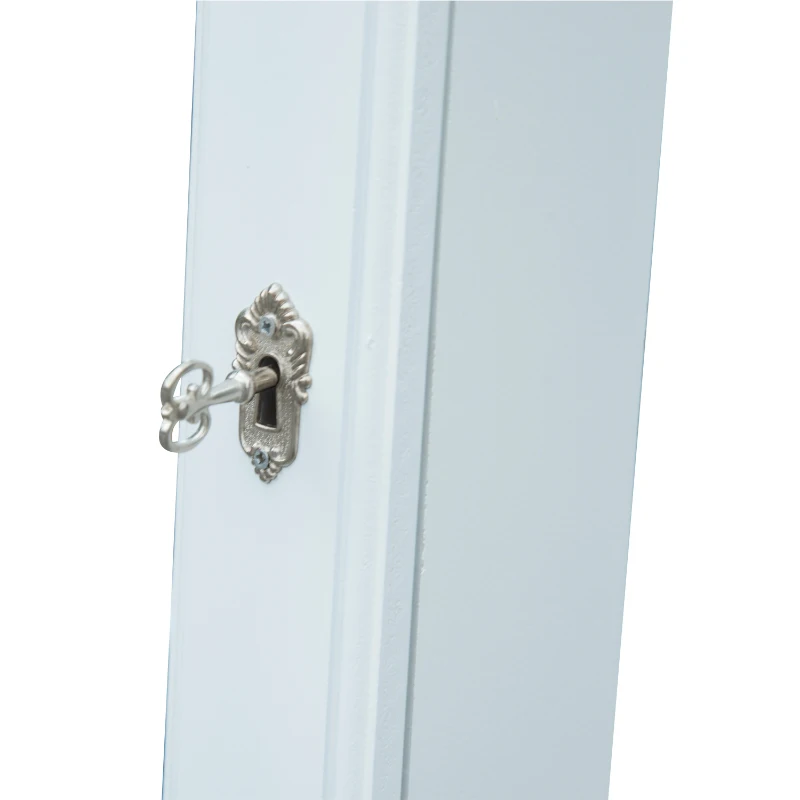 HomCom Mirrored Jewelry Stand with Feet - White