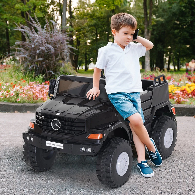 Aosom 12V Mercedes-Benz Zetros Kids Ride On Car Off Road Truck with Remote Control - Black