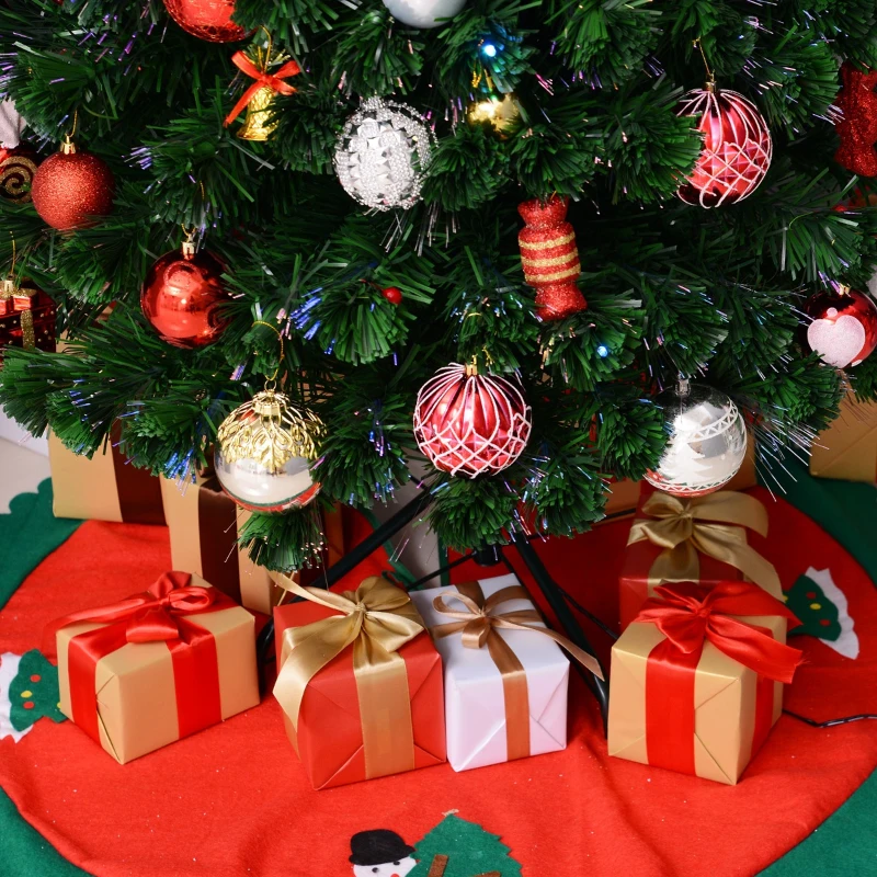 HomCom 6' Artificial Pre-Lit Fiber Optic Holiday Christmas Tree Xmas Decorative Shining Tree with 28 LED Lights