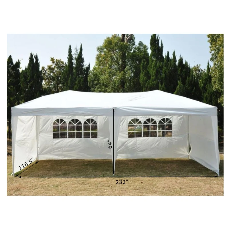 Outsunny 10' x 20' Easy Pop Up Canopy Party Tent with 4 Removable Sidewalls - White