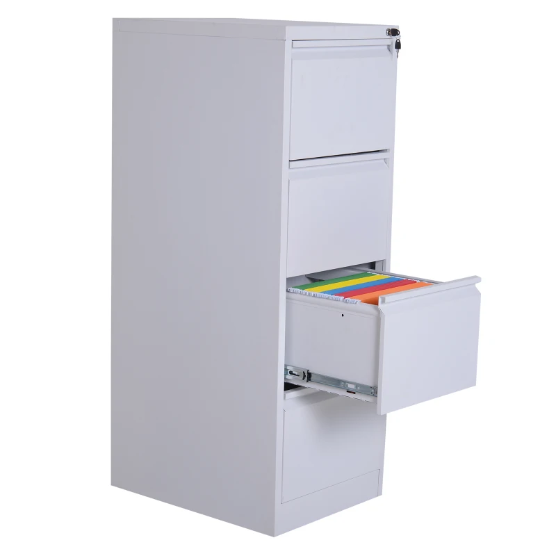 Vinsetto Metal 4 Drawer Vertical Locking Filing Cabinet - White