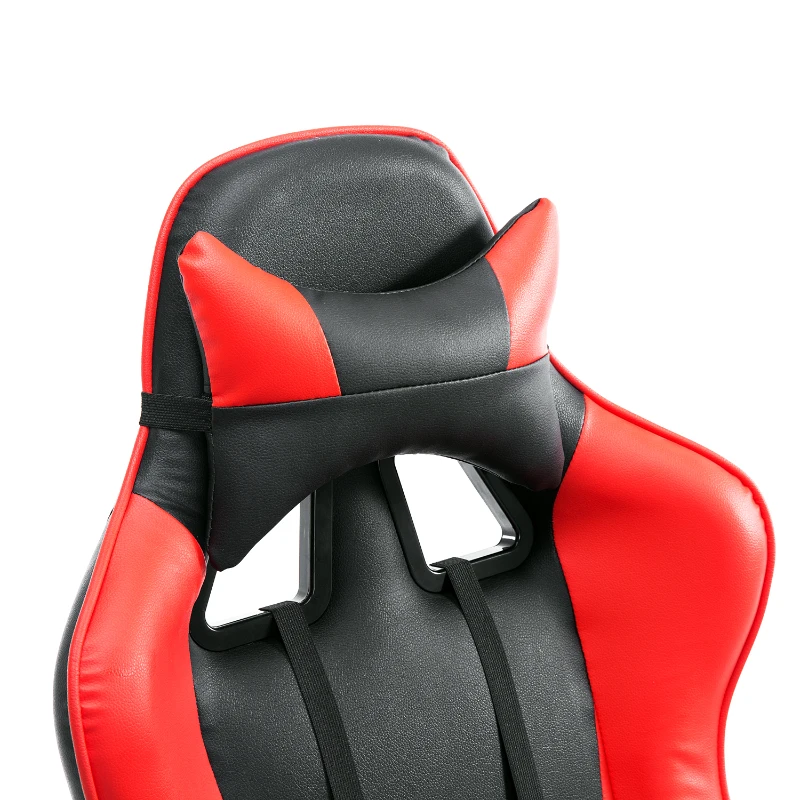 HomCom High Back Racing Style Ergonomic Gaming Chair With Support Pillows - Black / Red