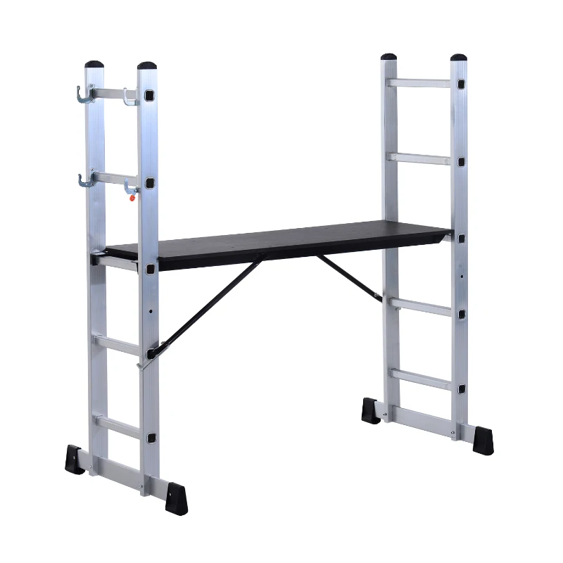 HomCom 4.5' Heavy Duty Aluminum Folding Scaffold Ladder