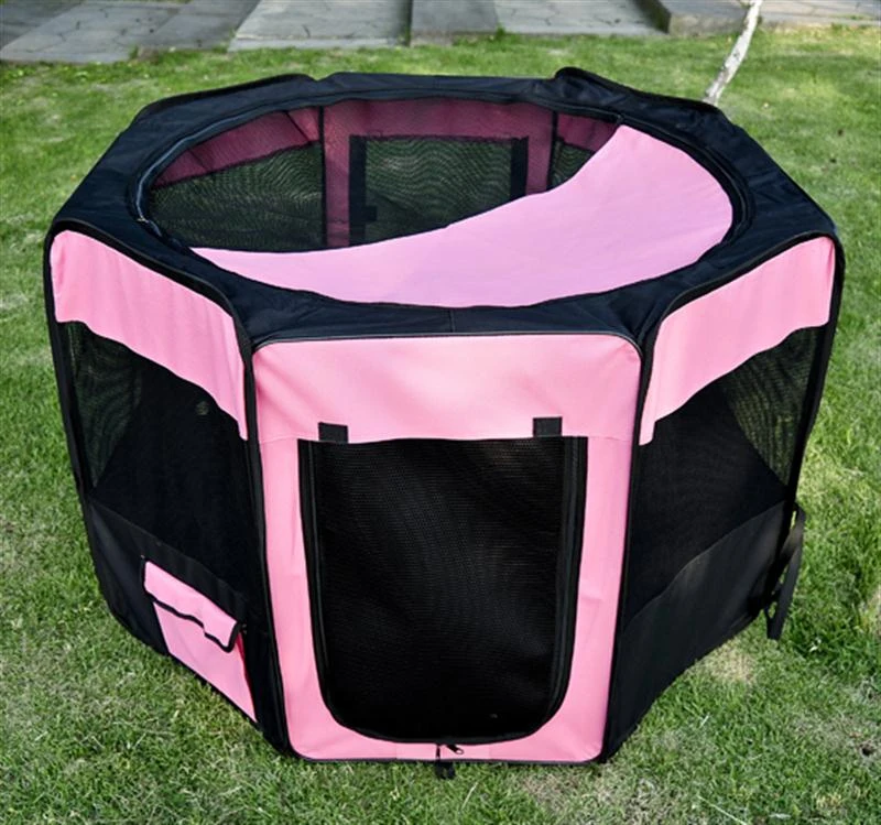 Pawhut 46" Soft Sided Folding Pet Playpen Crate - Pink / Black