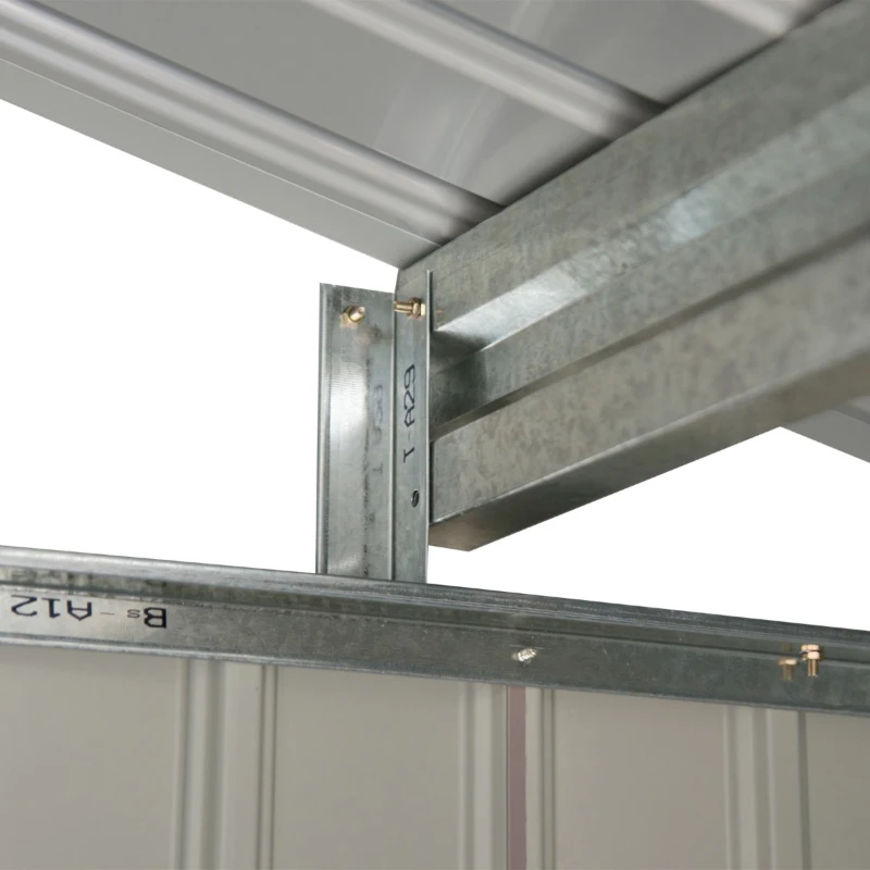 Outsunny 7' x 4' Outdoor Metal Garden Storage Shed with Sloped Roof - Gray/White