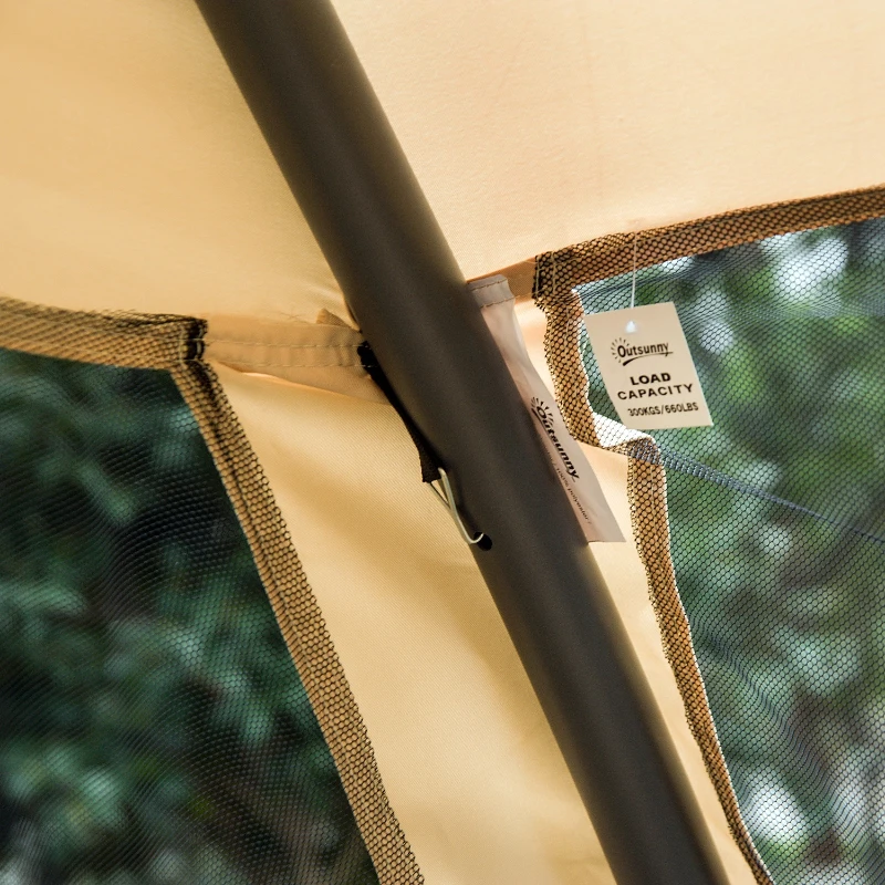 Outsunny 3 Seat Outdoor Covered Convertible Swing Chair / Bed with Mosquito Netting