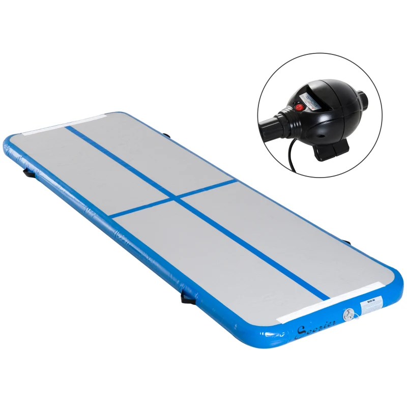 Soozier Gym Exercise Mat 10’ Air Track - Light Grey/Blue