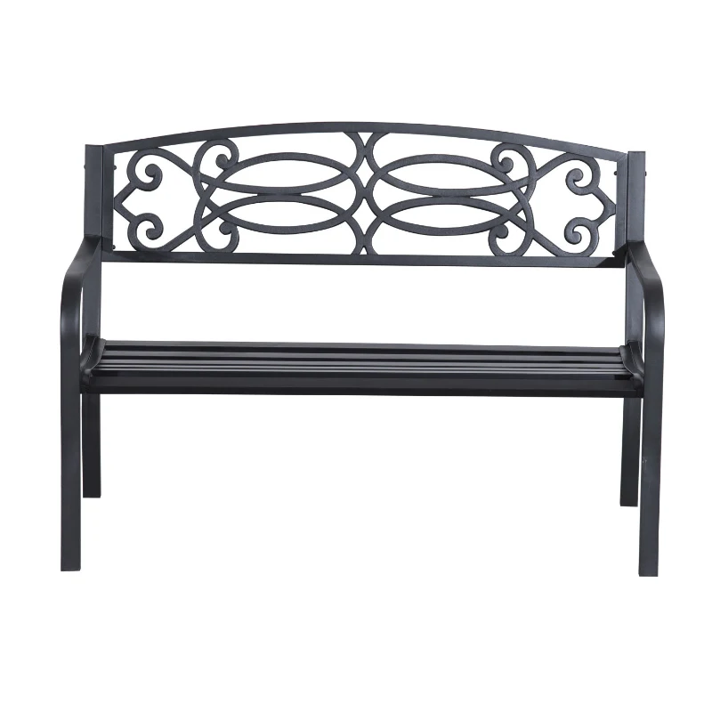 Outsunny 2 Seater 50" Steel Flowering Design Decorative Lawn Patio Garden Bench