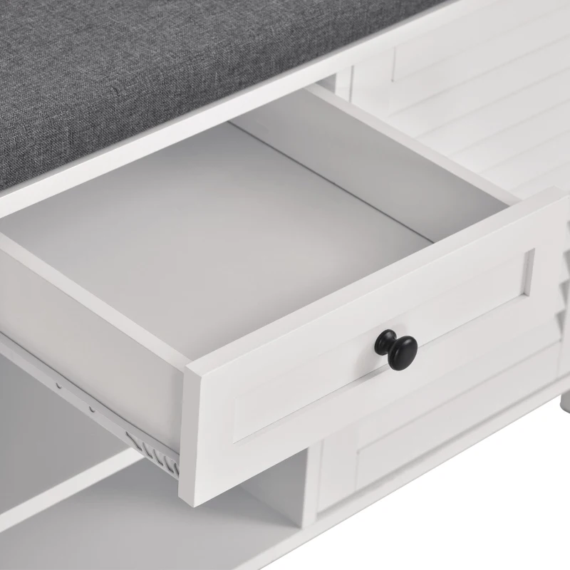 HOMCOM White Shoe Organizer Rack Cabinet with Drawers & Cushion Hallway