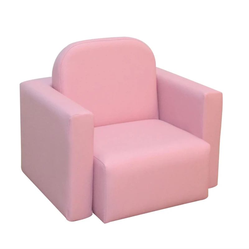 Qaba 2-in-1 Children's Multifunctional Convertible Table and Chair Set for Playroom - Pink