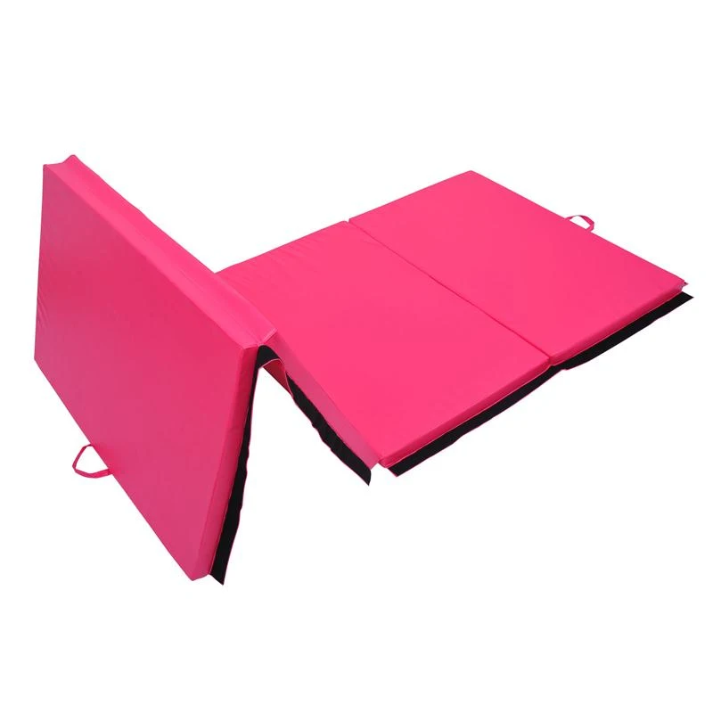Soozier 10' x 4' x 2" PU Leather Folding Gymnastics Tumbling / Martial Arts Mat with Handles - Pink