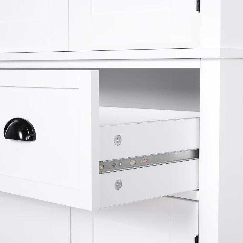 HomCom 72" Large Colonial Free Standing Wooden Kitchen Pantry Cupboard Storage Cabinet - White