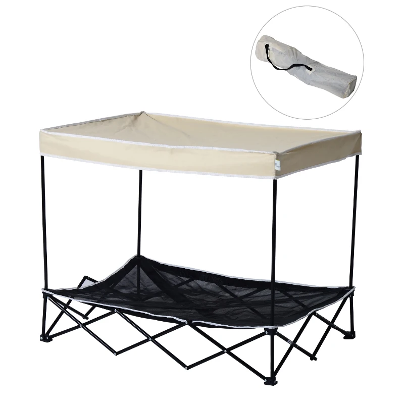 PawHut 40" Cooling Pet Mesh Elevated Dog Cot Bed With Shade Canopy