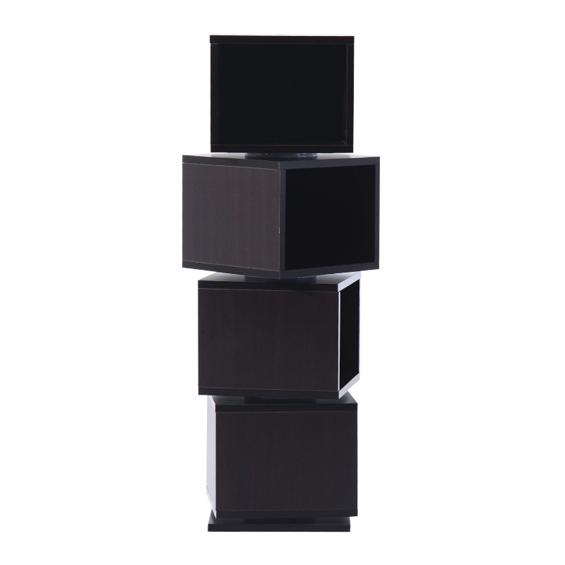 HomCom 4-Tier Rotating Cube Media Tower - Coffee