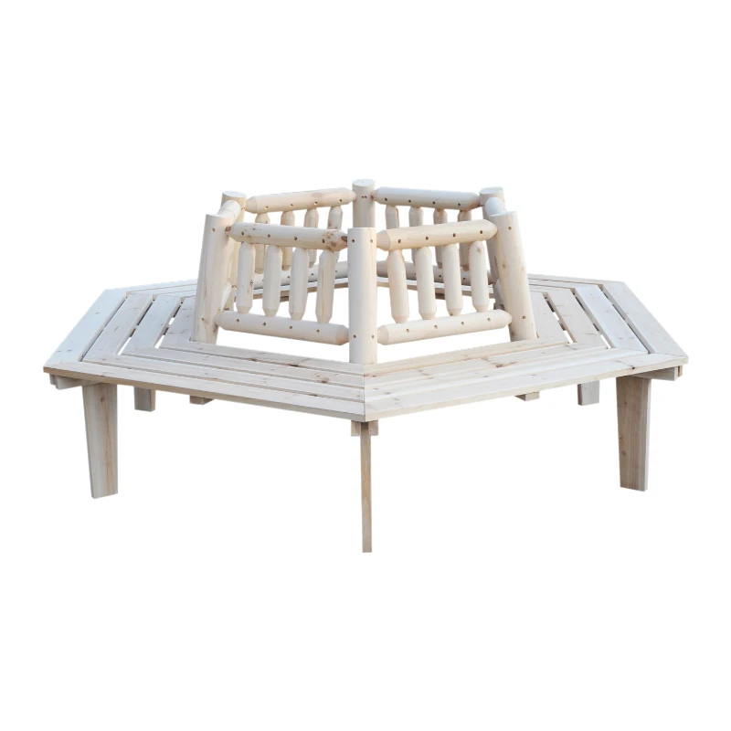 Outsunny 6 Seat Garden Fir Tree Wrap Bench
