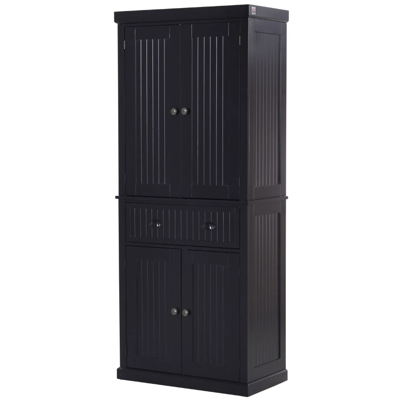 HomCom 72" Traditional Colonial Style Freestanding Kitchen Pantry Cupboard Storage Cabinet with Drawers - Black