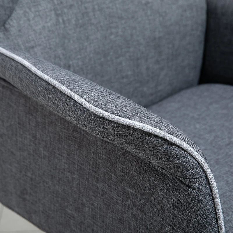 Vinsetto Adjustable Linen Fabric Swivel Home Office Chair with Arms  Upholstered  High Back  Grey