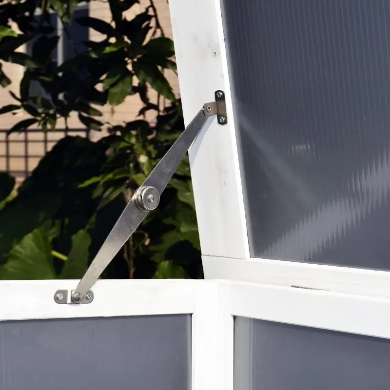 PawHut 32" Luxury Large Wooden Outdoor Open Covered Chicken Coop House with Run and Nesting Box - Gray and White