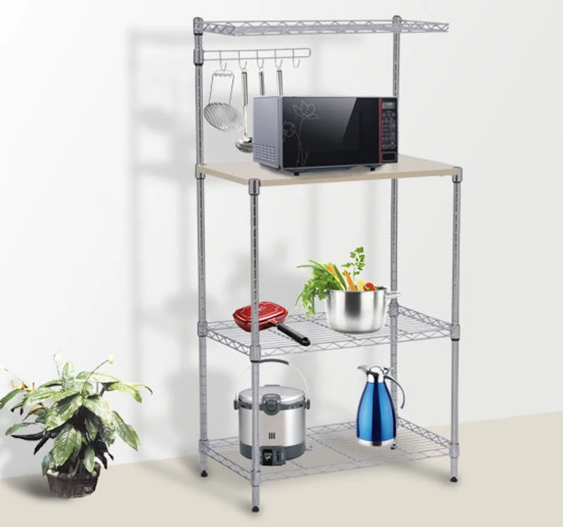 HomCom 47" Bakers Rack Organizer Kitchen Prep Station with Cutting Board