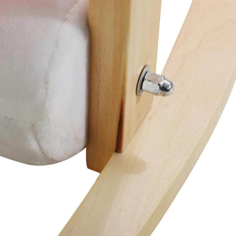 Qaba Lamb Rocking Horse Sheep Stuffed Animal Ride On Rocker for Kids / Nursery - Wooden Plush - Pink