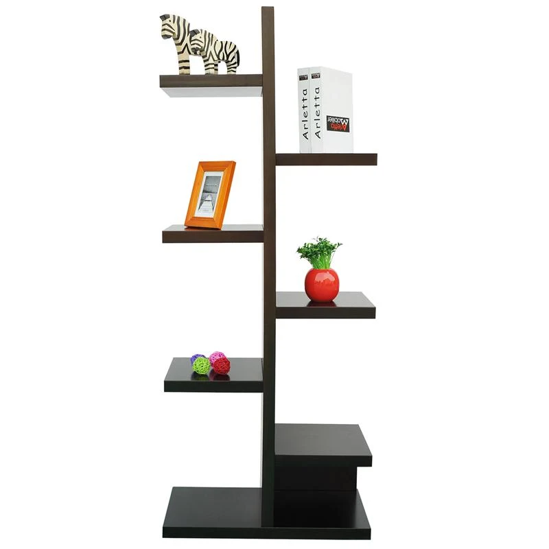 HomCom Modern Free Standing Staggered Shelf Bookcase