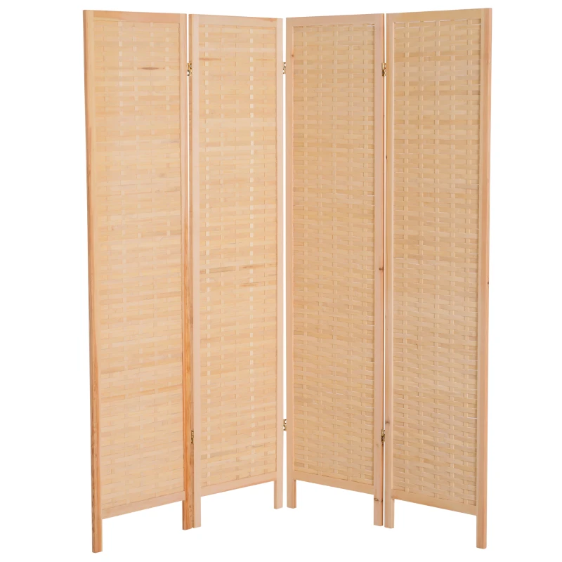 HomCom 6' 4-Panel Bamboo Screen Freestanding Room Divider