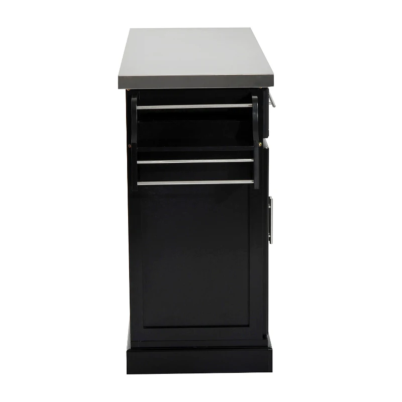 HomCom 36" Stainless Steel Top Deluxe Rolling Kitchen Cart With Storage- Black