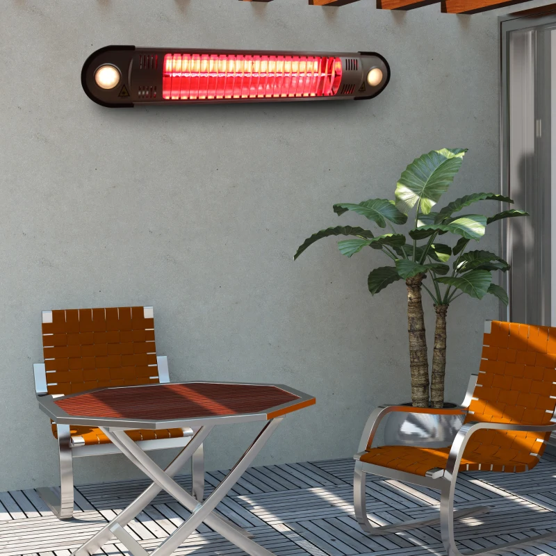 Outsunny 1500 Watt Indoor Outdoor Remote Control Wall Mount Electric Patio Heater - Silver