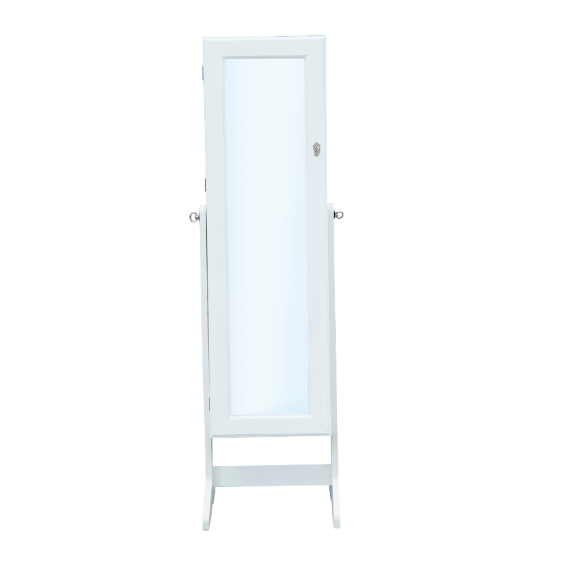 HomCom Mirrored Jewelry Stand with Feet - White