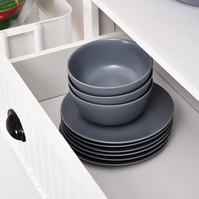 HomCom 72" Large Colonial Free Standing Wooden Kitchen Pantry Cupboard Storage Cabinet - White