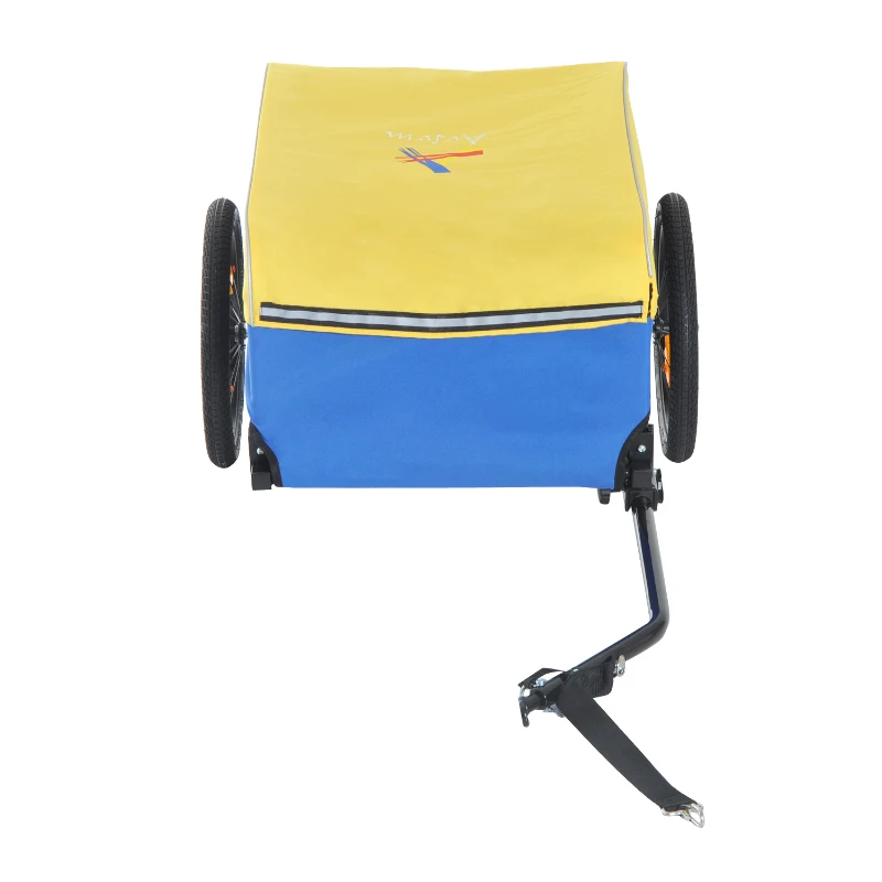 Aosom Two Wheel Enclosed Bike Cargo Trailer with Hitch - Blue/Yellow