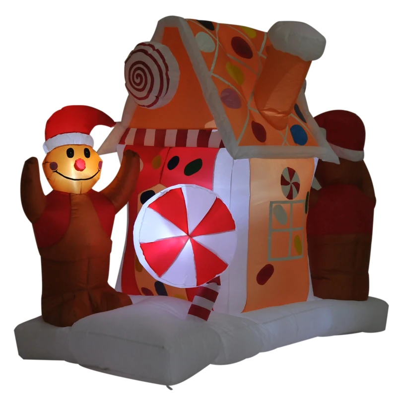 HomCom 5' 6 LED Outdoor Christmas Gingerbread House Inflatable