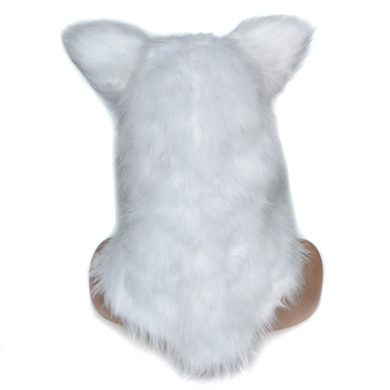 HomCom White Fox Costume Mouth Mover Hood