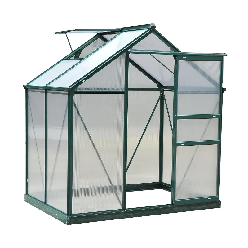 Outsunny 6' x 4' x 7' Twin Wall Polycarbonate Portable Walk-In Garden Greenhouse