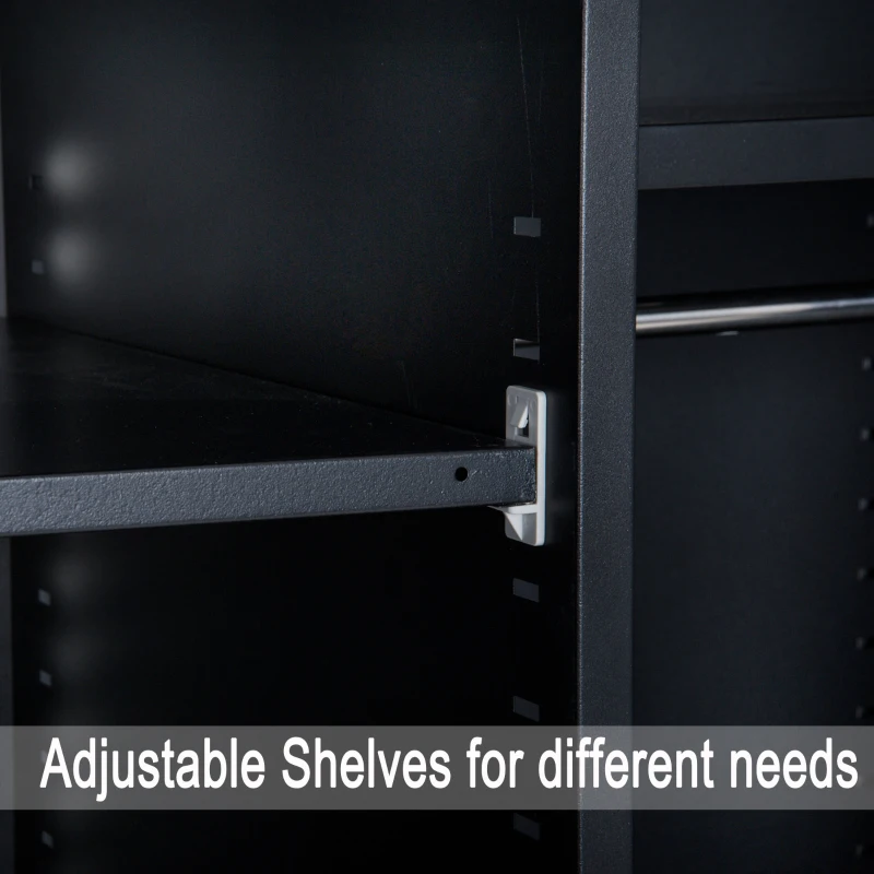 HomCom 71" Lockable Storage Cabinet Cold Rolled Steel Cabinet with Shelves - Black
