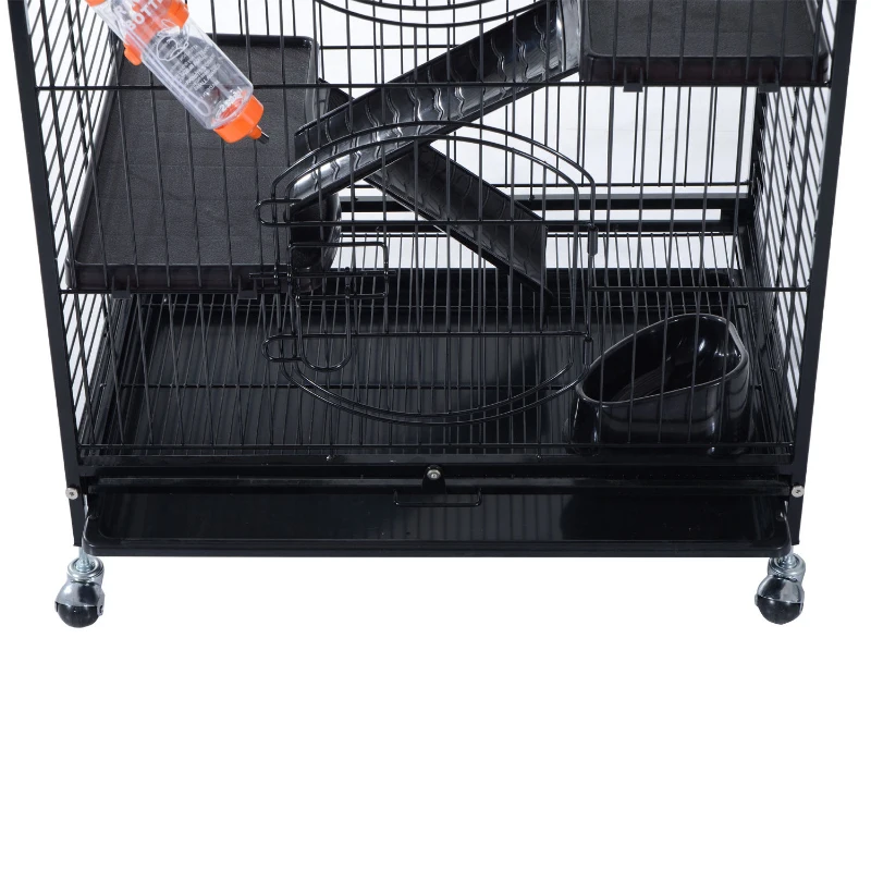 Pawhut 52" 6 Level Indoor Small Animal Cage Hutch - Black