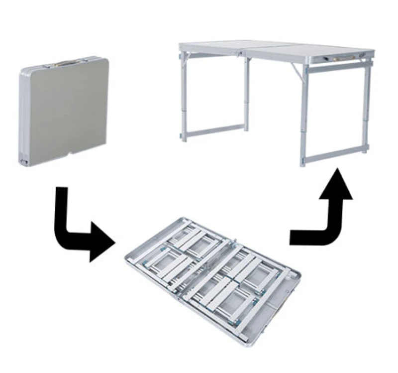 Outsunny 4' Aluminum Portable Folding Outdoor Picnic Camping Table with 4 Seats - Silver
