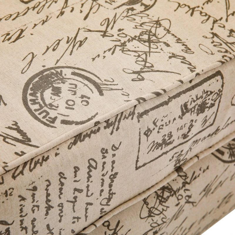 HomCom 42"  Accent Ottoman Upholstered Fabric Bench With Armrests - Script Print